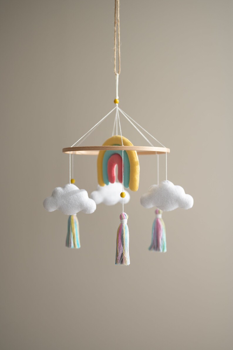 Whimsical Rainbow Baby Mobile Add a Pop of Color to your Celestial-Themed Nursery image 5