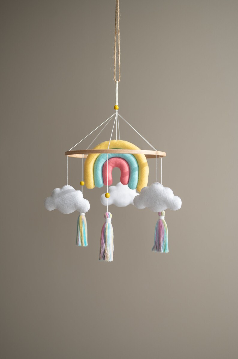 Whimsical Rainbow Baby Mobile Add a Pop of Color to your Celestial-Themed Nursery image 2