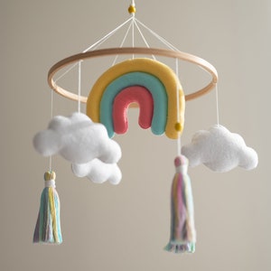 Whimsical Rainbow Baby Mobile Add a Pop of Color to your Celestial-Themed Nursery image 4