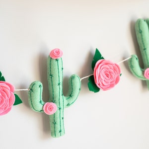 Nursery garland, cactus decor, succulent wall decor, felt flower image 6