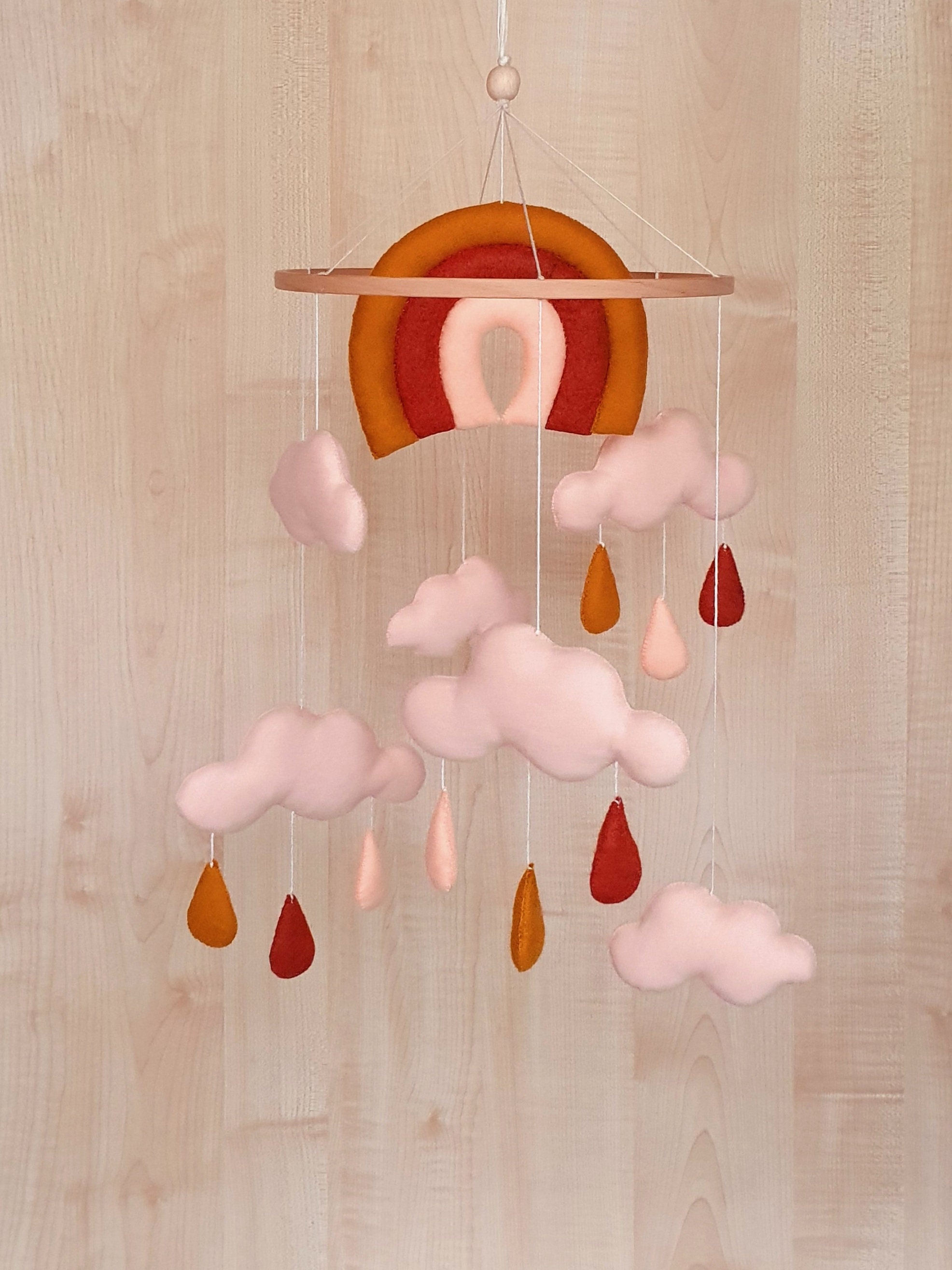 Wolken Baby mobile Regenbogen Krippen mobile Regentropfen Etsy
