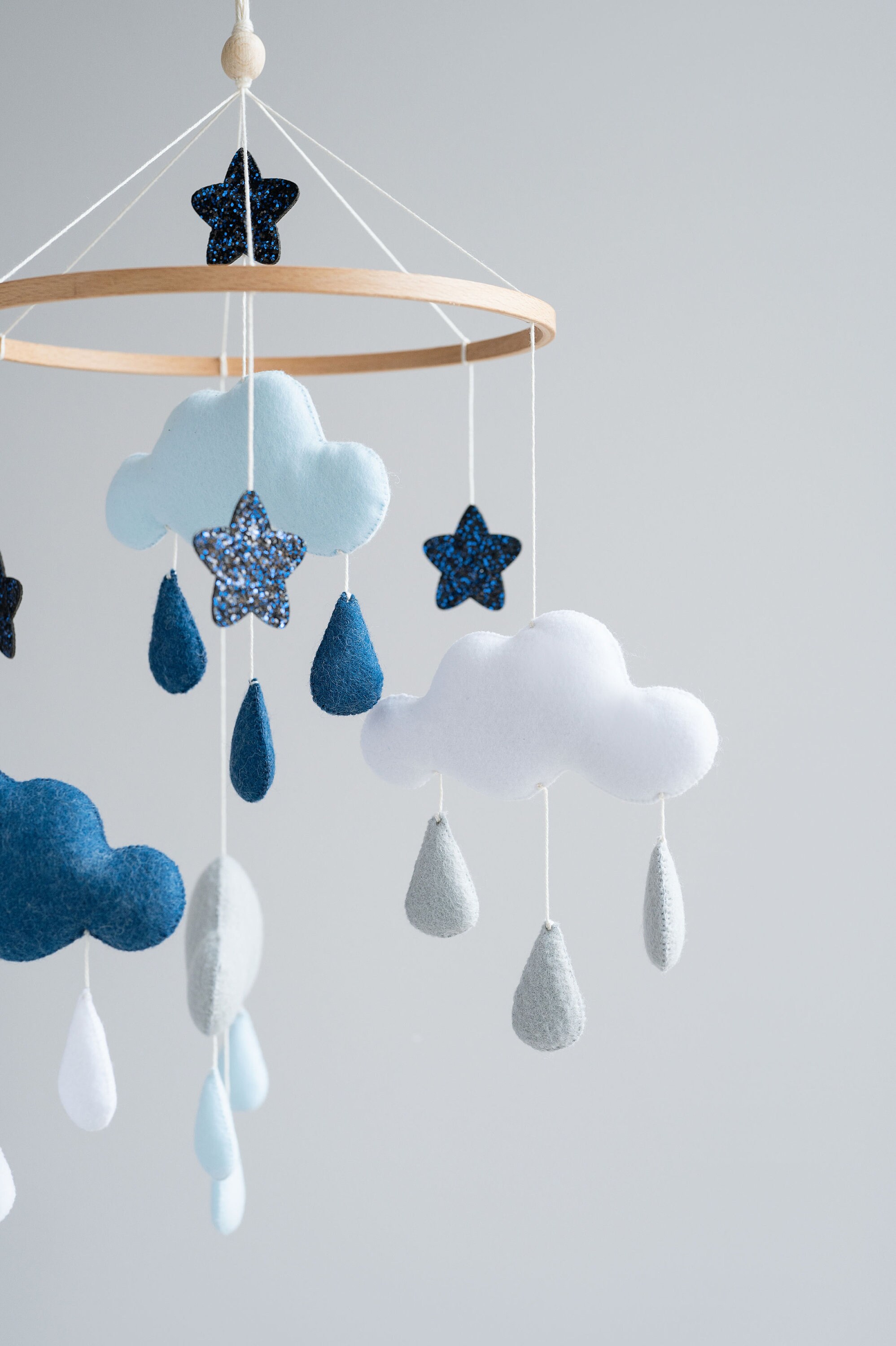 Cloud mobile baby mobile boy hanging clouds star crib | Etsy