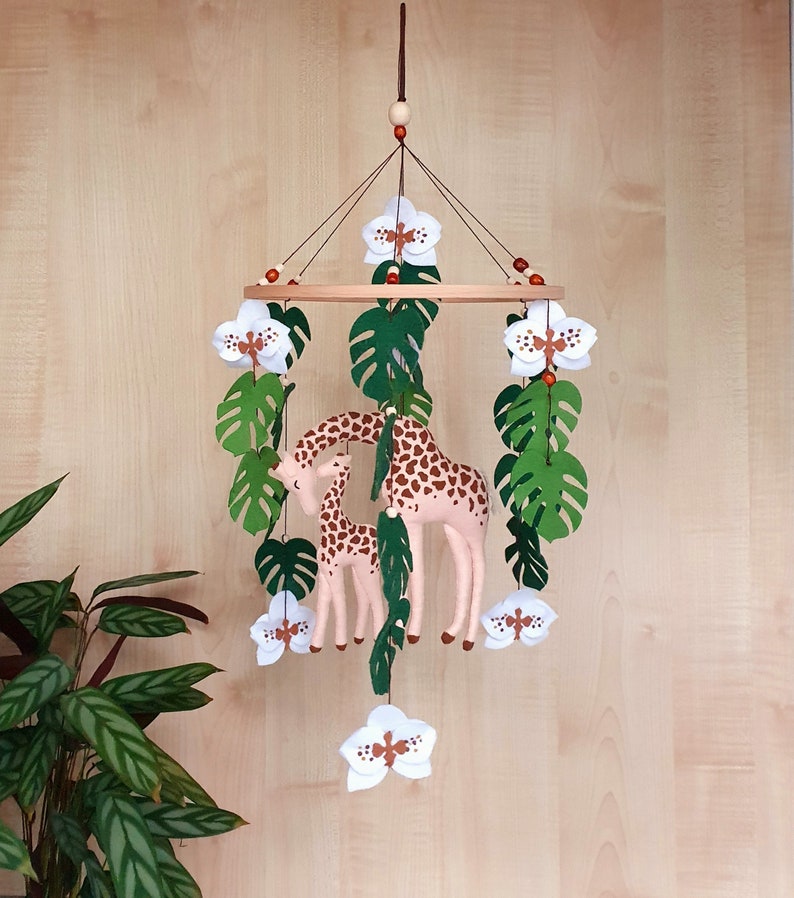 Giraffe crib mobile jungle nursery decor African animals Etsy
