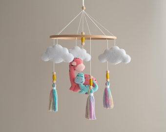 Baby mobile for crib, dinosaur decor for nursery, expecting mom gift