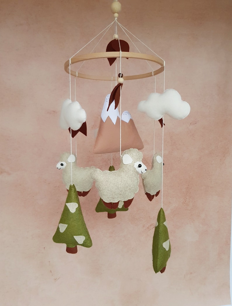 Baby mobile sheep farm nursery woodland mobile lamb crib Etsy