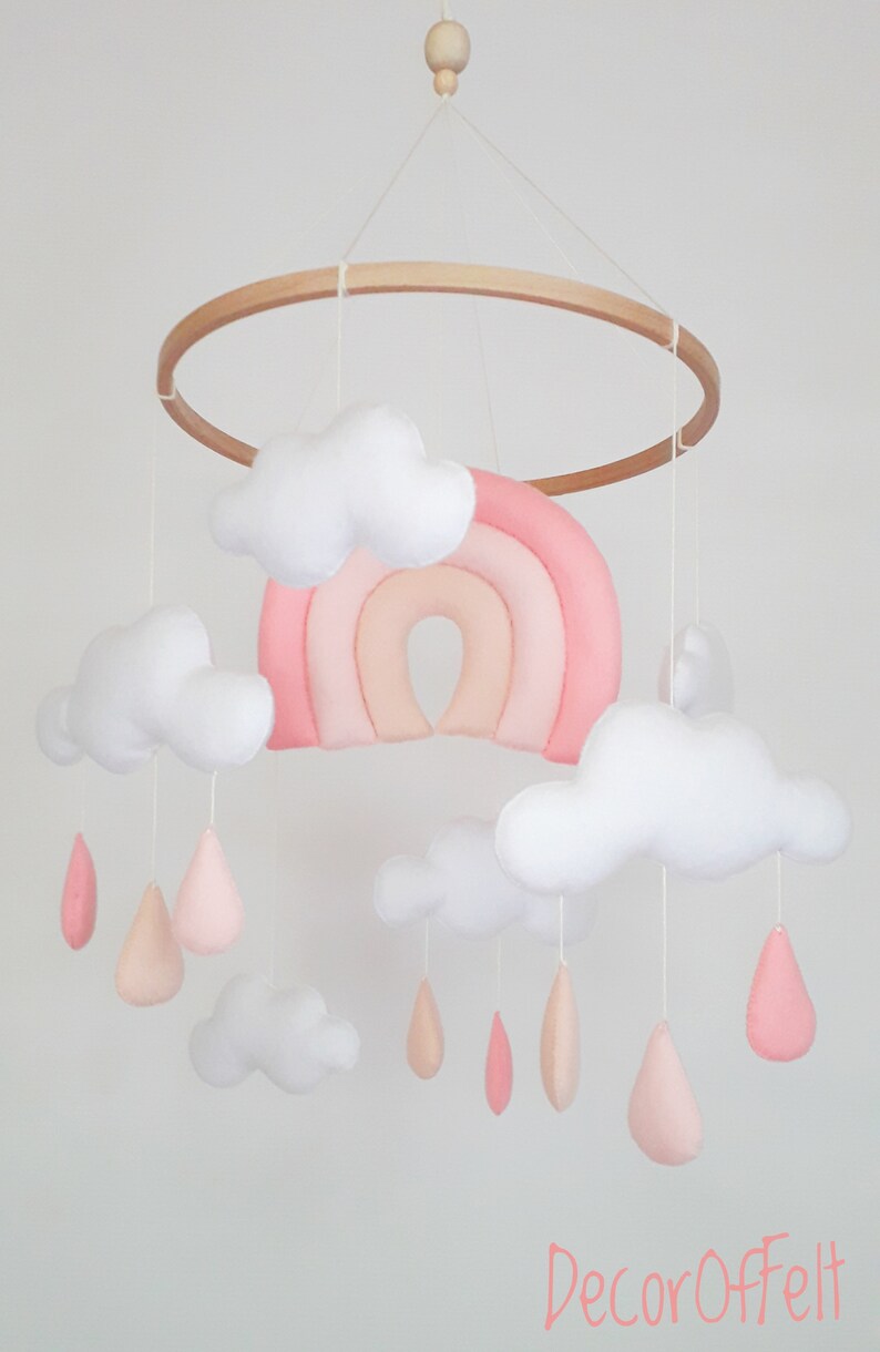 Clouds baby mobile rainbow crib mobile baby girl ceiling Etsy