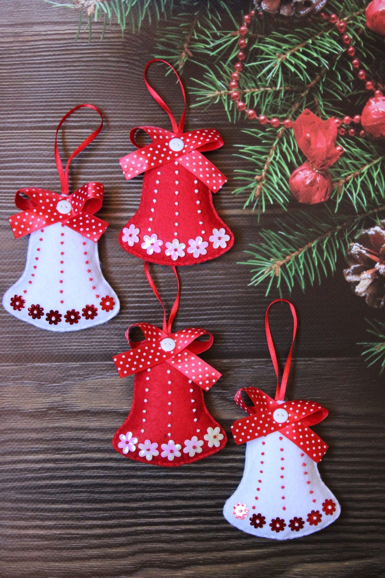Christmas Bells Ornaments Christmas Felt Decor Jingle Bell Etsy