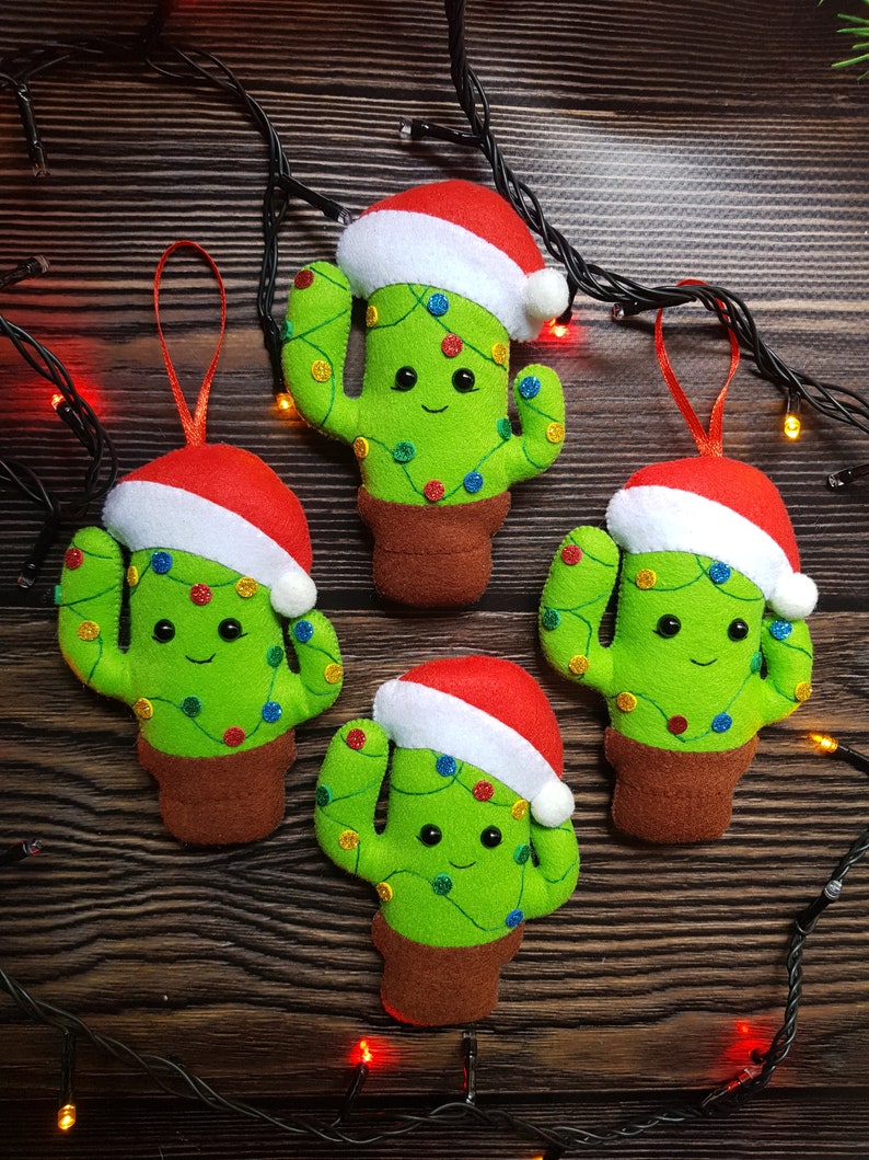 Christmas cactus desert ornament felt tree decoration image 3