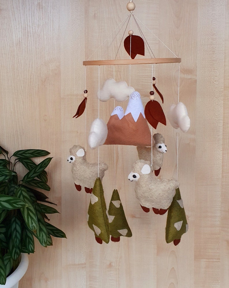 Baby mobile sheep farm nursery woodland mobile lamb crib Etsy