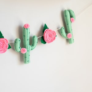 Nursery garland, cactus decor, succulent wall decor, felt flower image 3