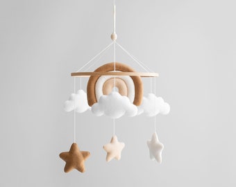 Baby mobile crib, pastel rainbow nursery decor, newborn gifts, personalised mobile