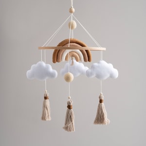 Rainbow baby mobile nursery, boho nursery decor, crib  mobile neutral, baby shower gift