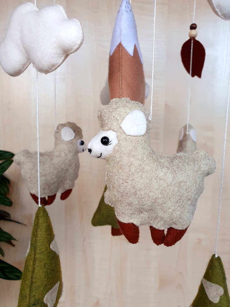 Baby mobile sheep farm nursery woodland mobile lamb crib Etsy