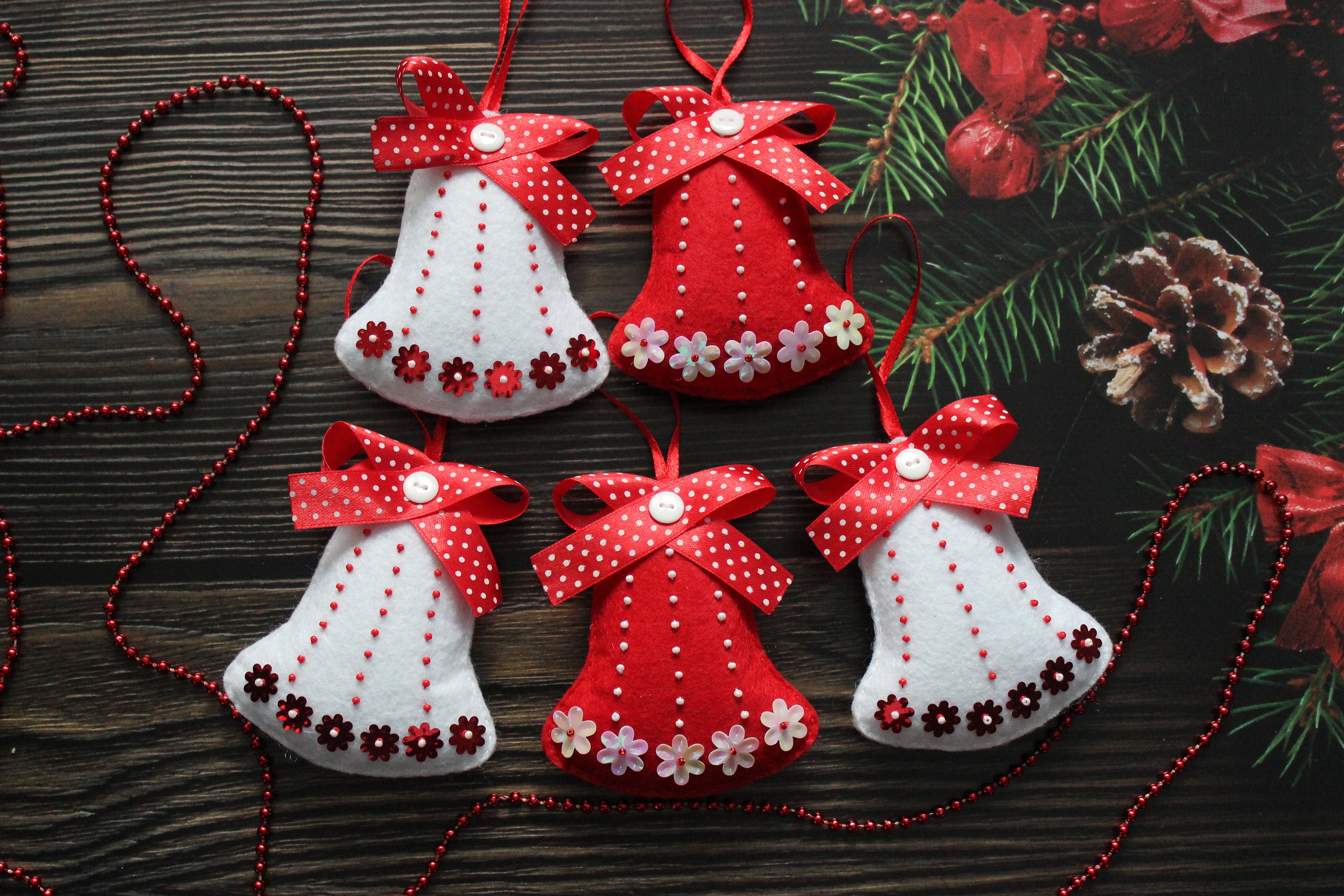 Christmas bells ornaments Christmas Felt decor jingle Bell Etsy
