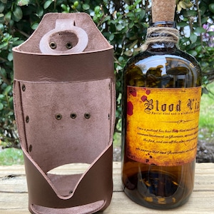 Glass Blood Vial with Leather Holder for Belt