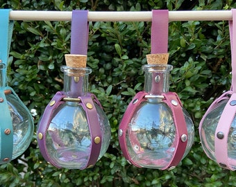 Leather and Glass Potion Bottle New Colors