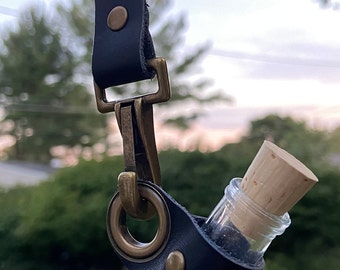 Small, Glass and Leather Potion Bottle