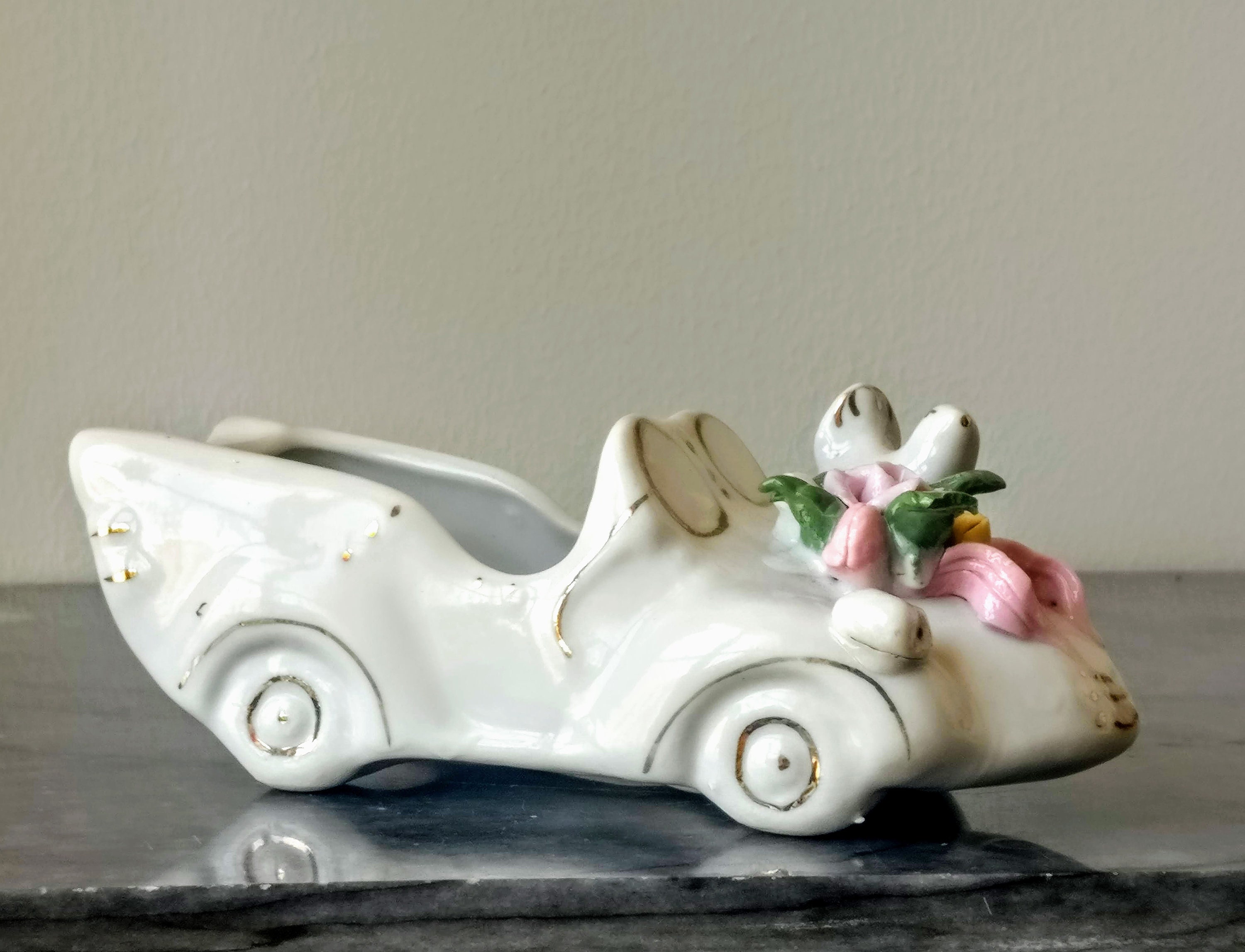 Rare Vintage Decor White Porcelain Figurine Car. Vintage Etsy UK
