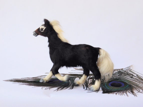 ジャンク ビンテージ 新品 歌う 光る ポニー ソフビ ドール 人形 馬 置物 ヴィンテージ ミニチュア ファーポニー フィギュア：1950年代