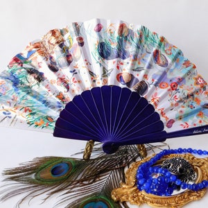 Abanico español de madera de diseño. Abanico coleccionable. Exquisitos Colores exclusivos para Bodas. Baile flamenco. Francisco Montesinos.