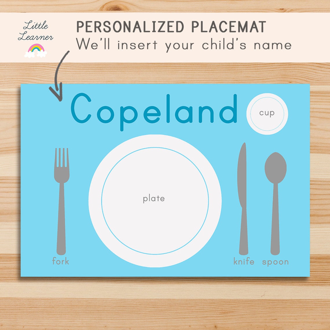 Personalized Name Montessori Printable Placemat | 11 X 17 Kids Placemat ...