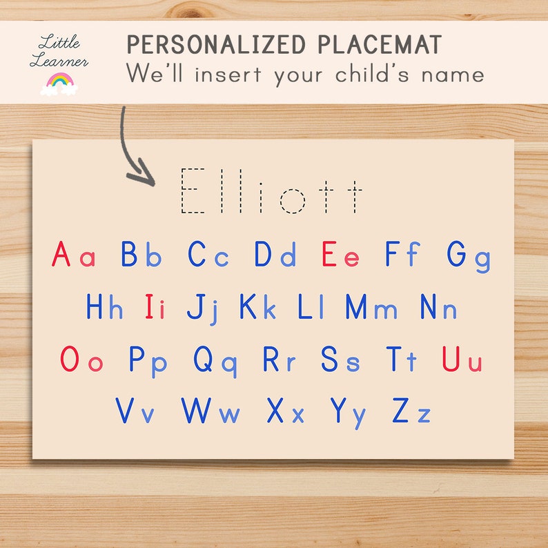 Learning the Alphabet Printable Placemat for Kids Printing Etsy