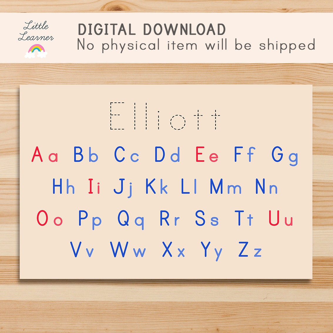 Learning the Alphabet Printable Placemat for Kids Printing Montessori