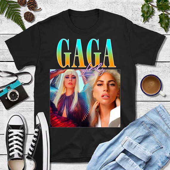Lady Gaga Shirt Colorful T Shirt Black Cotton Shirt Vintage Etsy
