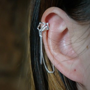 sterling silver chunky chain Ear cuff/gold chain cuff/ wire ear cuff/tiny ear cuffs/ear wrap/silver ear clip