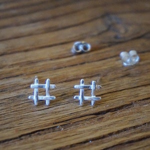 Sterling silver Hashtag stud earrings/hashtag earring/#sign studs/Social Media earrings/Instagram, Twitter jewelry/