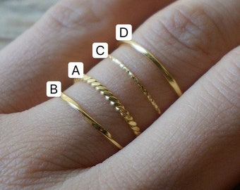 14K Gold plated over Sterling silver tiny stacking ring set/gold midi ring/dainty ring/knuckle ring/gold stackable rings/minimalist rings