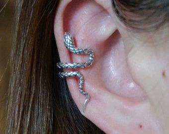 sterling silver Snake Ear cuff/ear cuffs earrings/snake ear wrap/silver ear clip/Snake earrings