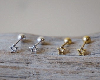 Sterling silver Star screw back earrings/gold star stud earrings/tiny star stud earrings/minimalist stud earrings/14k gold plated star studs