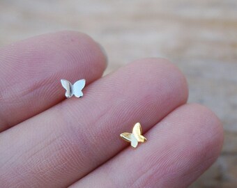 Sterling silver Tiny Butterfly stud earrings/gold butterfly stud earrings/minimalist stud earrings/butterfly earrings