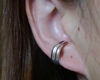 sterling silver thick Earlobe cuff/chunky ear cuffs/ear wrap/silver ear clip