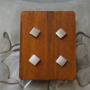 Sterling silver square stud earrings/matte square stud earrings/smooth square stud earring/geometric studs/square earrings/minimalist studs