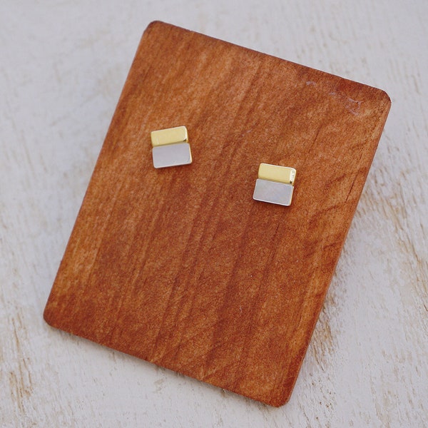 Gold square stud earrings/sterling silver square stud earrings/shell stud earrings/minimalist earring/square earring/geometric stud earring