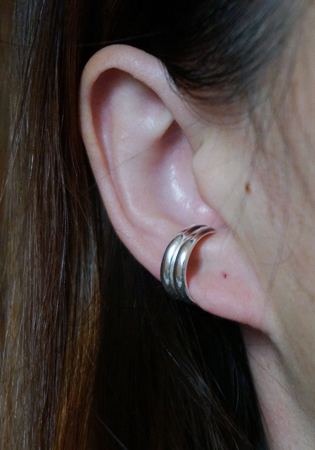 Sterling Silver Thick Earlobe Cuff/chunky Ear Cuffs/ear Wrap/silver Ear