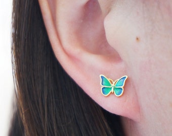Sterling silver Tiny Butterfly stud earrings/gold butterfly stud earrings/minimalist stud earrings/butterfly earrings
