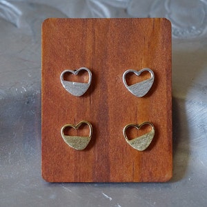 Sterling silver heart stud earrings/14k gold plated heart stud earrings/matte heart stud earring/love studs/heart earrings/gift for her