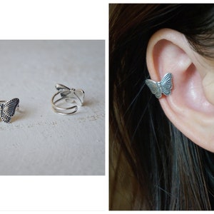 sterling silver Butterfly Ear cuff/ear cuffs earrings/butterfly ear wrap/silver ear clip