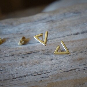 Small Pair of Open Triangle Stud Earrings in Sterling Silver