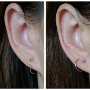 Sterling silver Tiny ball huggei Hoop Earring/Open Hoop Ear Hugger/dainty ball hoops/Reverse Hoop/minimalist Bead Hoop Threader Earrings