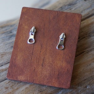 Sterling silver Zipper stud earrings/Unique stud earrings/zipper pierced stud earrings/925silver zipper puller earrings