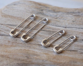 Sterling silver Safety pin earrings/Creative earrings/Safety Pin Pull Through Drop Earrings/Fun Quirky Punk Rock Jewelry