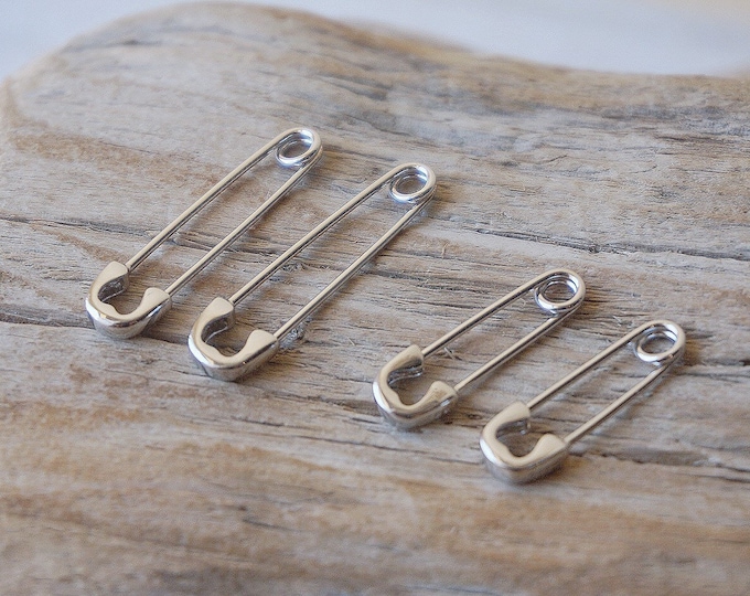 Sterling silver Safety pin earrings/Creative earrings/Safety Pin Pull Through Drop Earrings/Fun Quirky Punk Rock Jewelry
