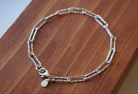 Sterling Silver Link Chains Bracelet/thick Chain/rectangle