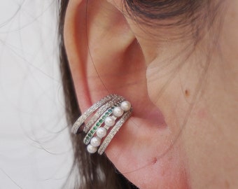 sterling silver thick Earlobe cuff/chunky ear cuffs/ear wrap/silver ear clip