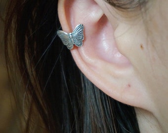 sterling silver Butterfly Ear cuff/ear cuffs earrings/butterfly ear wrap/silver ear clip