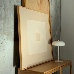 Japandi Textile Framed Wall Art: Minimalist Embroidered Canvas in Wooden Frame, Abstract Wall art, Textured Neutral Tones Wall Decor